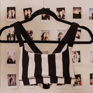 Black and White Striped Lululemon Sports Bra